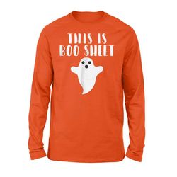 funny halloween ghost costume boo sheet men women long sleeve t-shirt