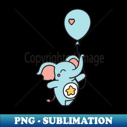 baby blue elephant holding balloon - instant sublimation digital download - perfect for sublimation mastery