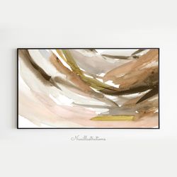 samsung frame tv art abstract neutral brown watercolor curve brush stroke painting downloadable digital download file