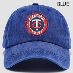 mlb minnesota twins embroidered distressed hat, mlb twins embroidered hat, mlb football team vintage hat