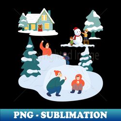 children playing snowball outside - png transparent sublimation file - bring your designs to life