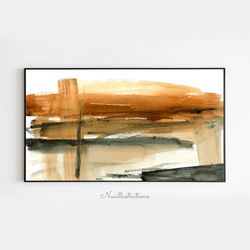 samsung frame tv art abstract neutral brown watercolor brush stroke painting downloadable digital download file