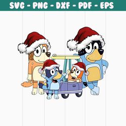 funny bluey dog christmas with santa hat png download