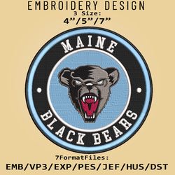 ncaa logo maine black bears, embroidery design, embroidery files, ncaa maine black bears, machine embroidery pattern