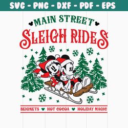 main street sleigh rides disney santa svg graphic file