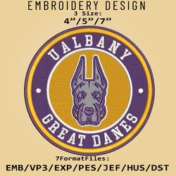 ncaa logo albany great danes, embroidery design, embroidery files, ncaa albany great danes, machine embroidery pattern