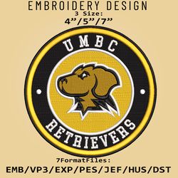 ncaa logo umbc retrievers, embroidery design, embroidery files, ncaa umbc retrievers, machine embroidery pattern