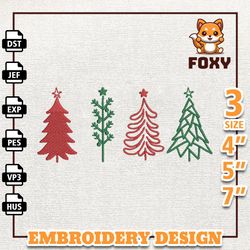 christmas tree embroidery machine design, bright christmas tree embroidery design, instant download