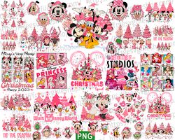 pink mickey christmas png bundle, pink disney christmas png