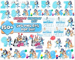 bluey birthday boy svg png bundle, bluey birthday girl svg