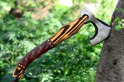 custom handmade carbon steel viking axe valhalla , with sheath, best gift ns-07