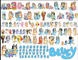 bluey characters svg png, bluey birthday svg