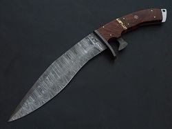 custom hand made damascus steel hunting knife rosewood handle w/sheath