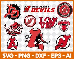 12 new jersey devils svg, nhl national hockey league team svg logo clipart bundle instant download svg - png - eps - pdf