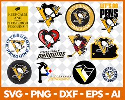 pittsburgh penguins svg nhl national hockey league team svg logo clipart bundle instant download svg - png - eps - pdf