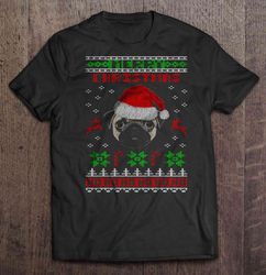 merry christmas pug dog santa hat tshirt