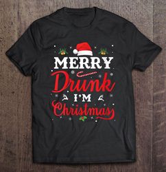 merry drunk im christmas santa hat candy cane shirt