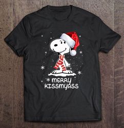 merry kissmyass snoopy santa hat christmas shirt