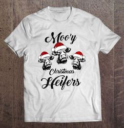 mooy christmas heifer santa hat tee shirt