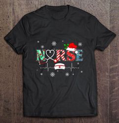 nurse santa hat heartbeat christmas shirt