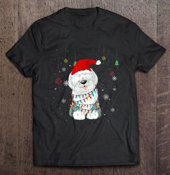 old english sheepdog santa hat christmas shirt