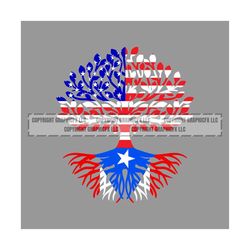 usa/puerto rico rican flag roots art digital vector .eps, .dxf, .svg .png vinyl cutter ready, t-shirt, cnc clipart graphic 2100