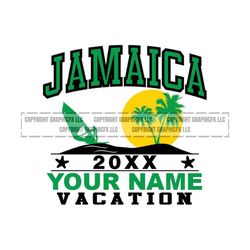 jamaica 20xx vacation (your name and date) edited by you vector eps, svg  vinyl cutter ready, t-shirt, clipart graphic file 1035