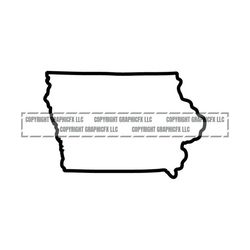 iowa state outline instant download  vector .eps, .dxf, .svg .png. vinyl cutter ready, t-shirt, cnc clipart graphic 2051