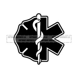 fire department emt logo .eps, .svg, .dxf & 1 .png vinyl cutter ready, t-shirt, cnc clipart ambulance fire rescue graphic 0832