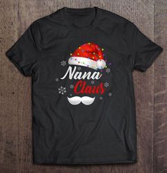 nana claus santa hat christmas lights shirt