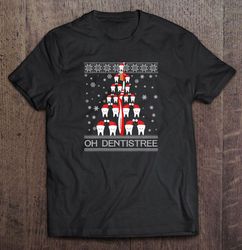 oh dentistree teeth santa hat christmas tree tee t-shirt