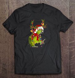 parrot santa hat reindeer christmas lights tshirt