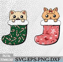 cute cat christmas socks xmas svg, eps, png, dxf, digital download