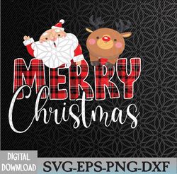 merry christmas santa reindeer plaid family svg, eps, png, dxf, digital download