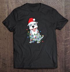 pitbull santa hat christmas tree shirt
