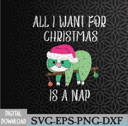 a nap for christmas - cute sleeping santa hat sloth svg, eps, png, dxf, digital download