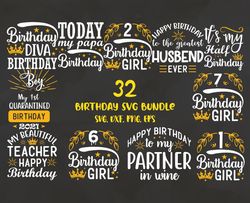 birthday design bundle, birthday svg, happy birthday png, t-shirt designs 37