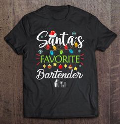 santas favorite bartender christmas ornament tee shirt