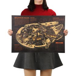 spaceship kraft paper poster high quality print painting poster home decor wall decoration