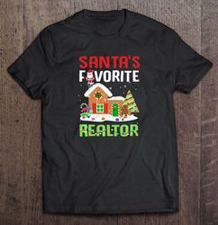 santas favorite realtor gingerbread candy cane christmas shirt