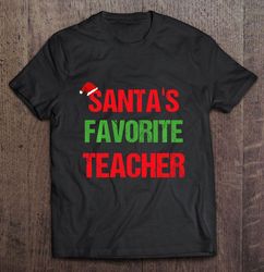 santas favorite teacher santa hat christmas shirt