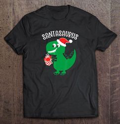 santasaurus dinosaur santa hat christmas tee t-shirt