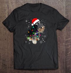 schnauzers with santa hat and christmas lights2 shirt