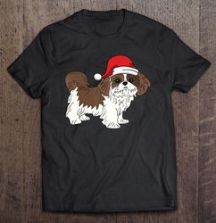 shih tzu in santa hat christmas pajama gift tshirt