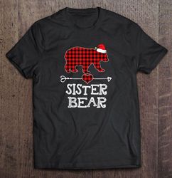 sister bear red plaid bear santa hat christmas gift top