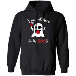 funny just here for the boos ghost wine tasting halloween hoodie