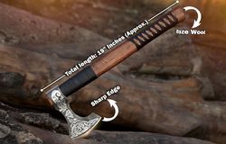 custom handmade carbon steel viking axe norse axe throwing norse with sheath