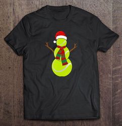 snowman tennis ball santa hat christmas v-neck t-shirt