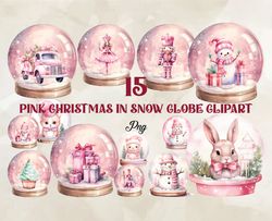 15 pink christmas in snow globe glipart png, christian christmas svg, christmas design, christmas shirt, christmas 06