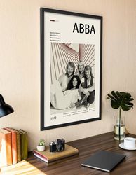 abba music band poster, abba 1972 poster, music band poster, retro mid-century music poster, vintage music poster, abba